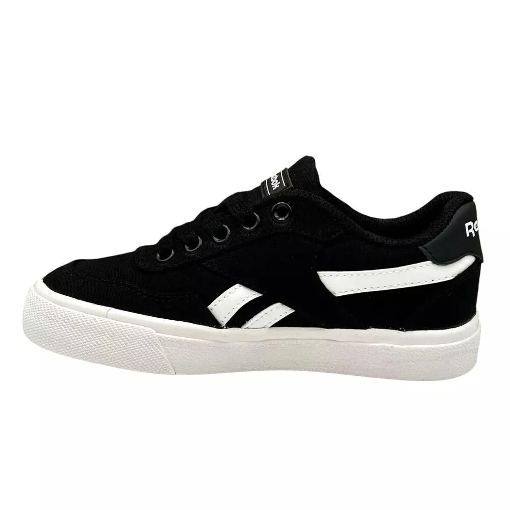 Reebok Little Boys Tech Canvas Casual Sneakers Size 12 Black/White Lace up Shoes